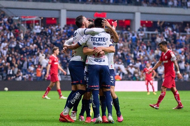 Rayados festeja un gol vs Toluca