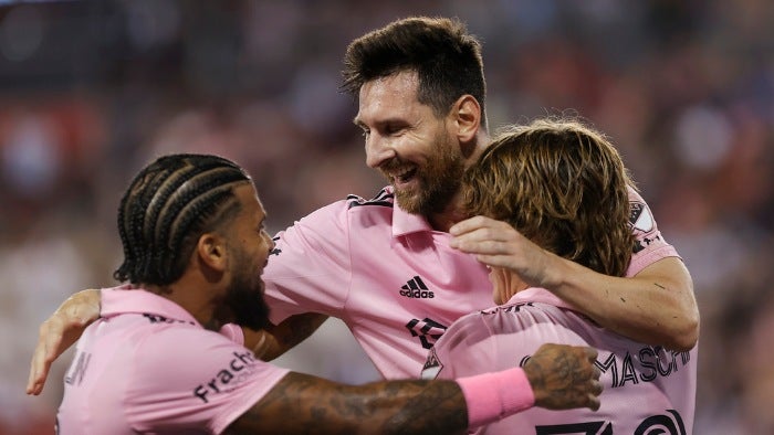 Messi celebra su gol vs NY Red Bulls