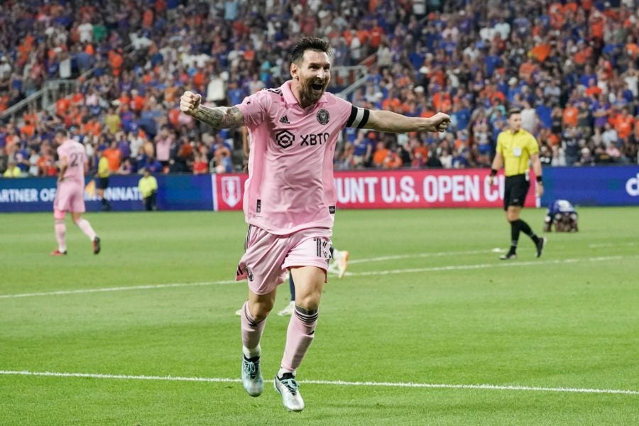 Leo Messi festejando un gol con el Inter Miami