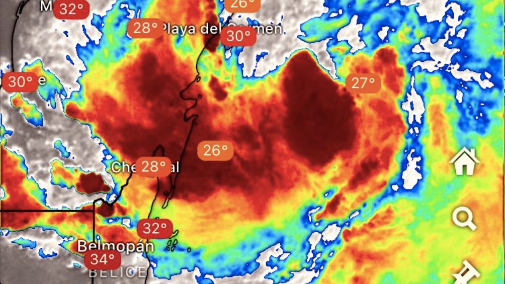 El mapa de calor de la tormenta tropical