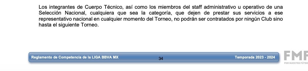 Fragmento Artículo 47 del Reglamento de Competencias de la Liga MX