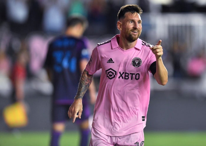 Lionel Messi celebra uno de sus goles con Inter de Miami