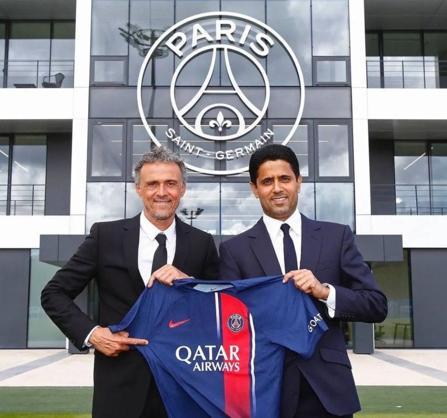 Nasser Al-Khelaifi con Luis Enrique, DT del PSG