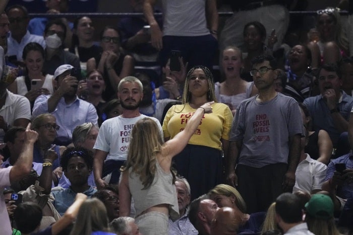 Manifestantes durante el US Open 