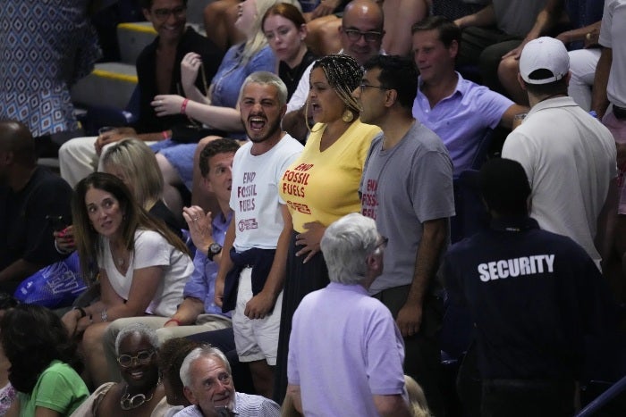 Manifestantes durante el US Open 