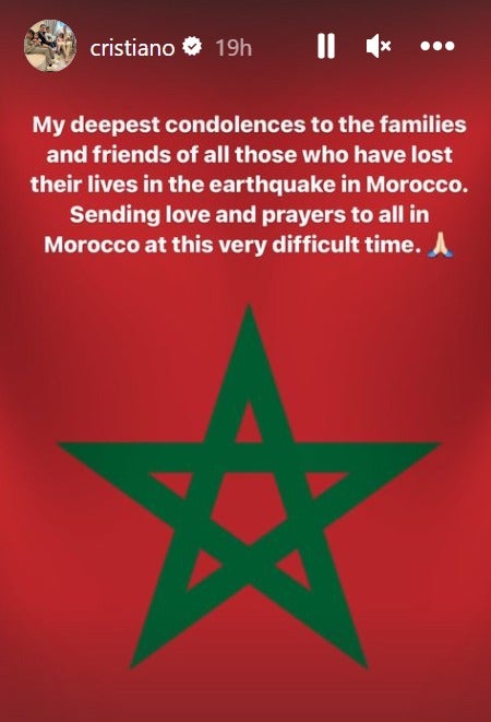 Mensaje de Cristiano Ronaldo tras sismo de Marruecos