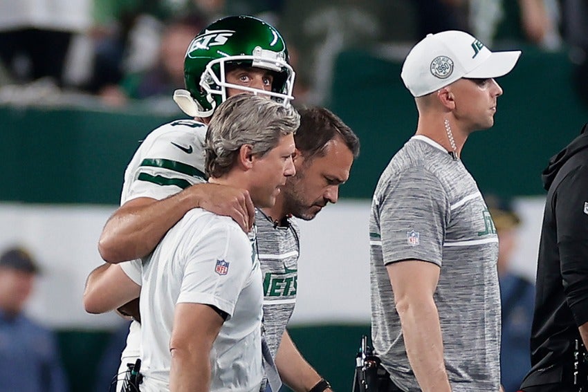 Rodgers tras lesionarse en el Jets vs Bills