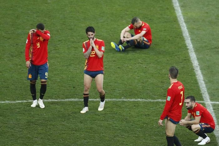 España siendo eliminada de Rusia 2018 