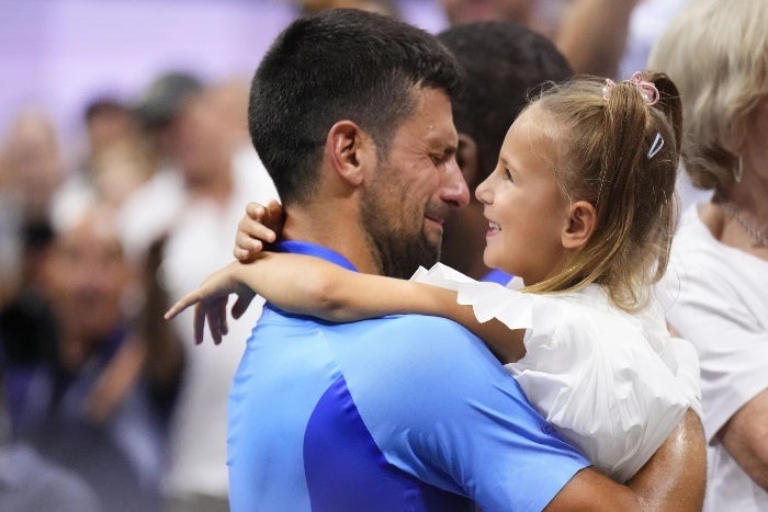 Novak celebrando junto a su hija 