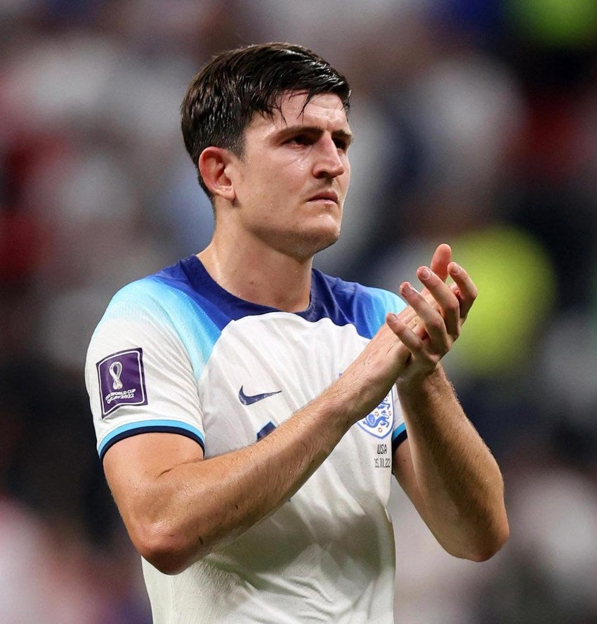 Harry Maguire en un partido de Inglaterra