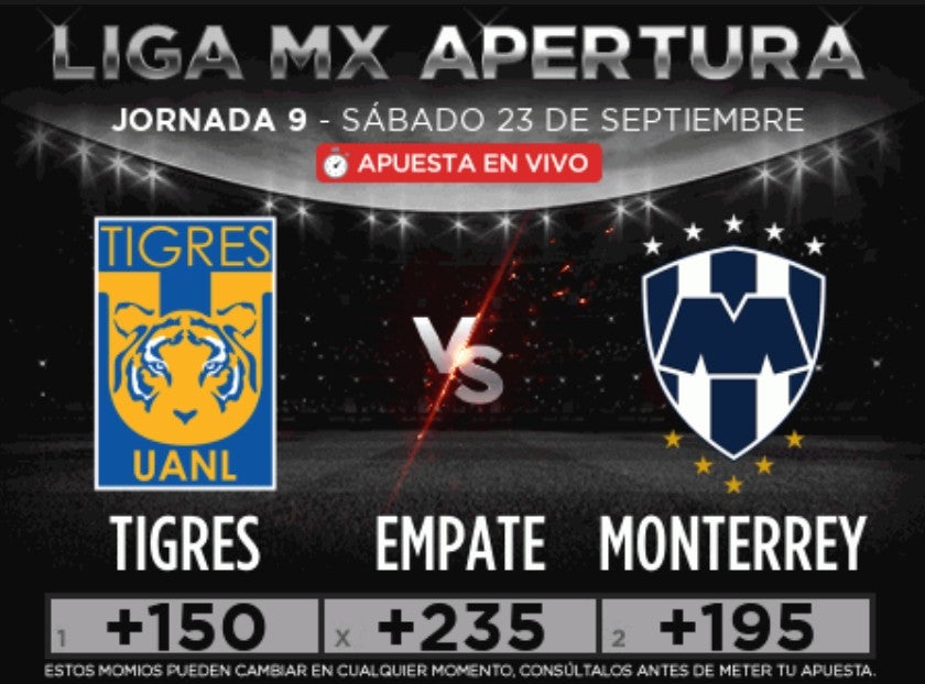 Tigres vs Rayados: ¿Quién es el favorito según las casas de apuestas?