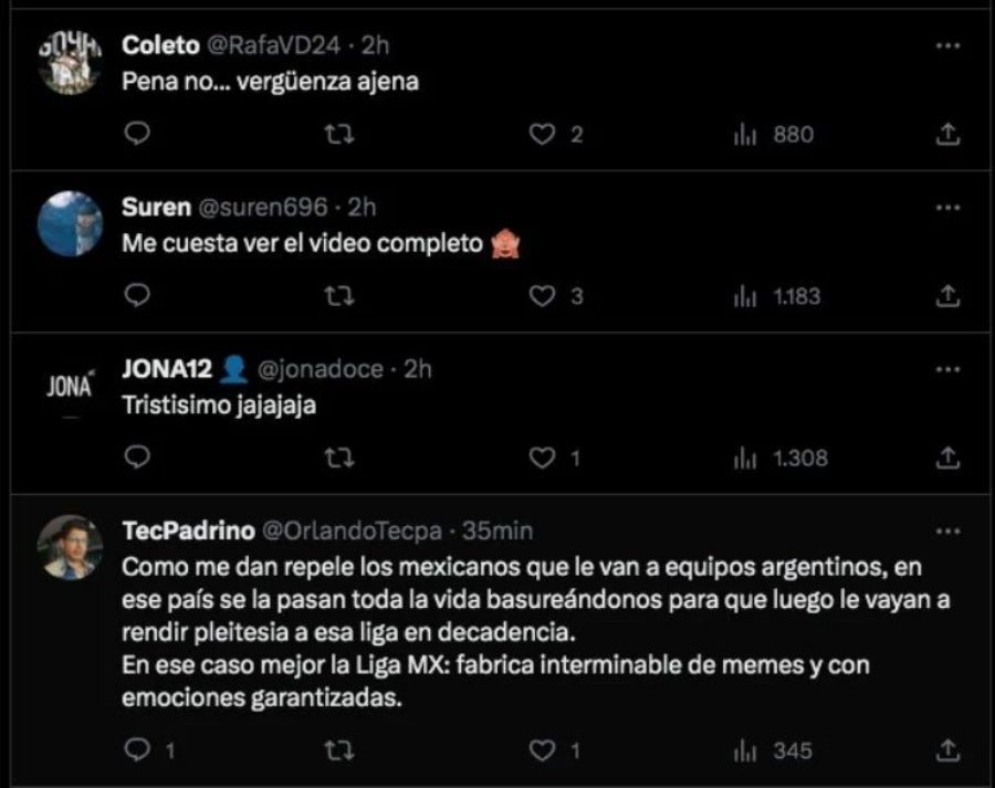 Comentarios hacia los aficionados mexicanos de Boca Juniors