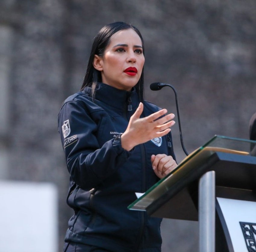 Sandra Cuevas en un evento de la alcaldía Cuauhtémoc