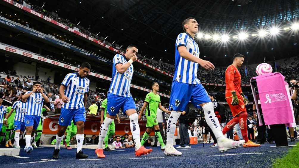 Jugadores de Rayados previo al juego contra FC Juárez