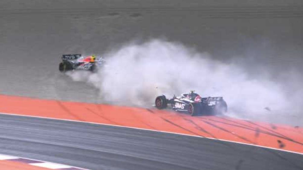 Momento en el que Checo quedó fuera del sprint