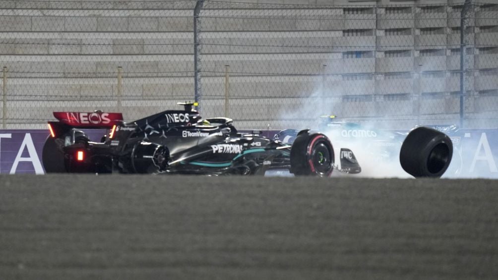 Hamilton al momento de quedar fuera de la carrera