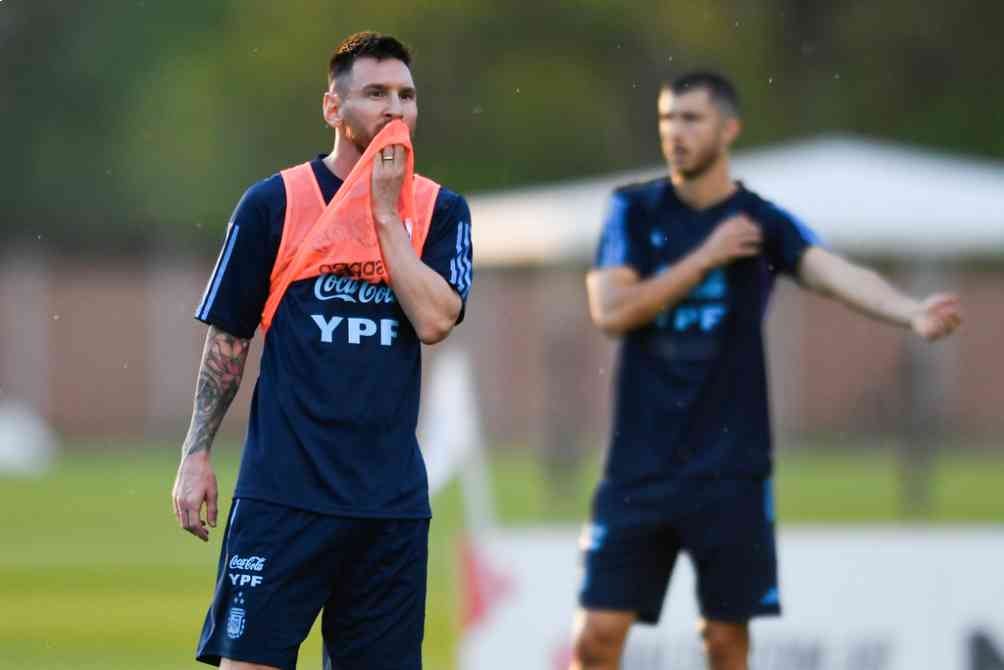 Messi durante el entrenamiento de la Selección de Argentina