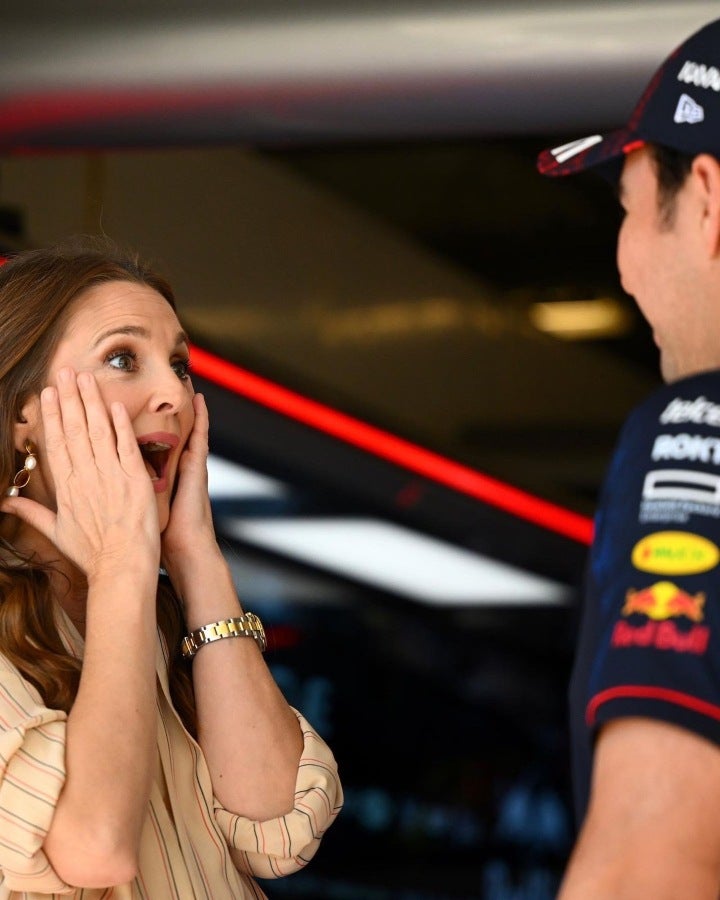 Drew Barrymore con Checo Pérez