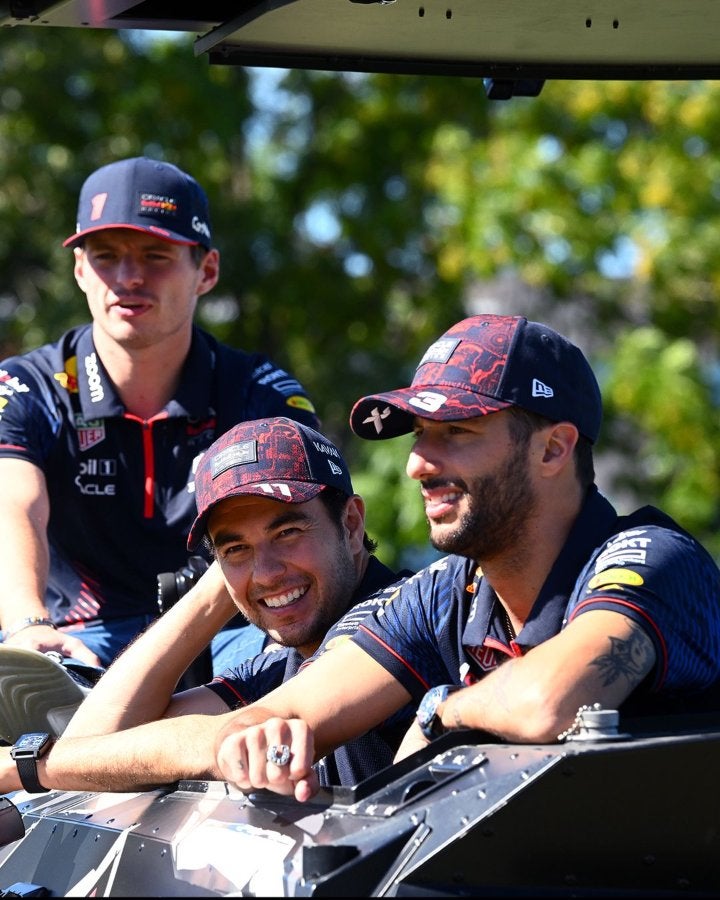 Max Verstappen, Checo Pérez y Daniel Ricciardo en Austin