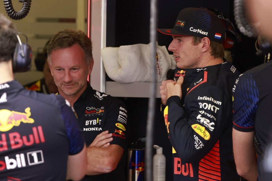 Max Verstappen con Christian Horner