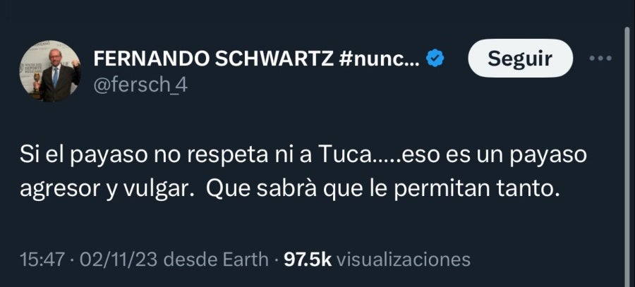 Fernando Schwartz arremetió contra Álvaro Morales