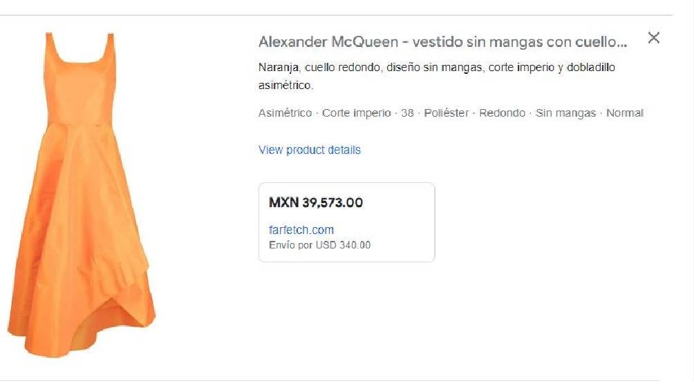 Una tienda digital ofrece el mismo modelo del vestido en casi 40 mil pesos.