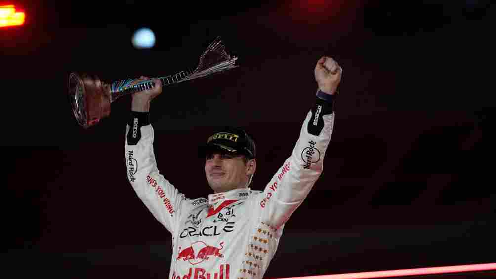 Verstappen celebra su victoria en Las Vegas