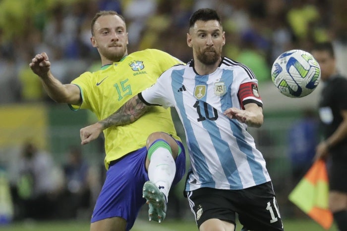 Lionel Messi jugando con la Selección de Argentina