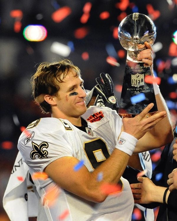 Drew Brees celebrando el Super Bowl 