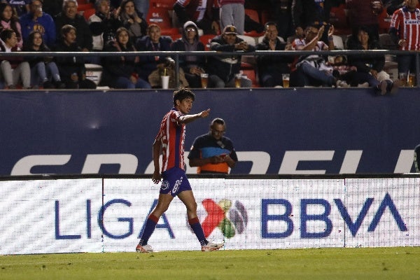 Jürgen Damm celebrando su gol con el Atlético San Luis 