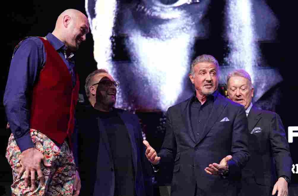 Fury con Sylvester Stallone durante una conferencia de prensa