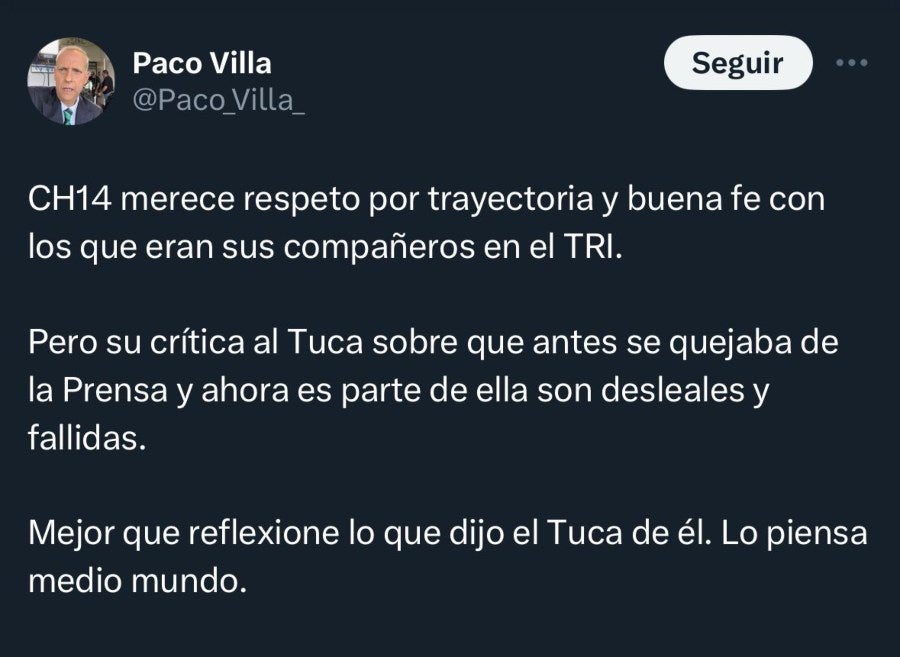 Tweet de Paco Villa