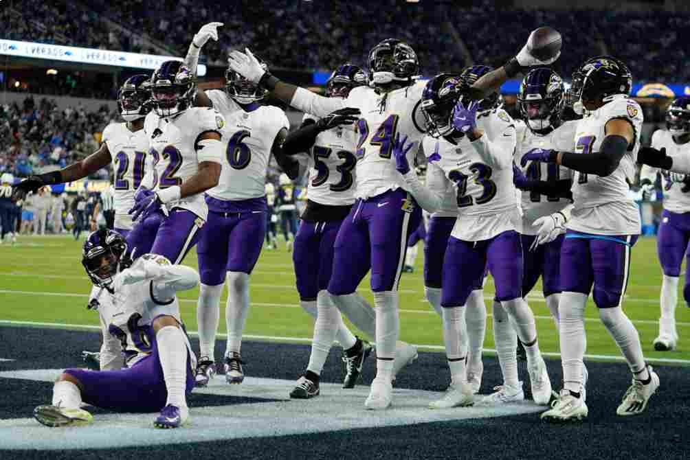 Los Ravens festejando una anotación 