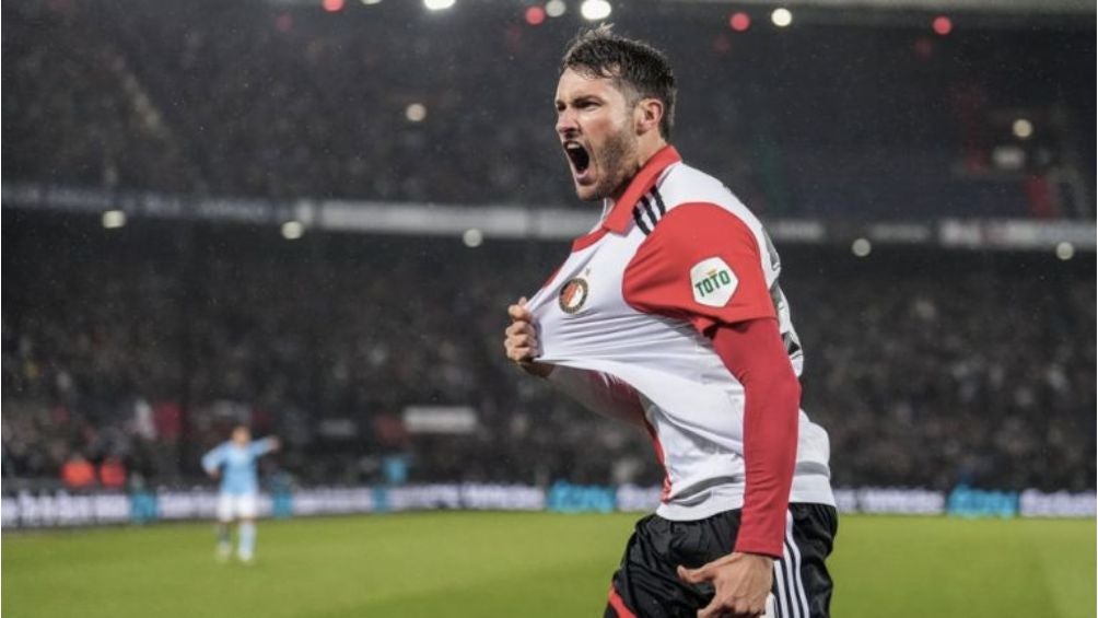 Chaquito celebrando un gol con el equipo de Rotterdam