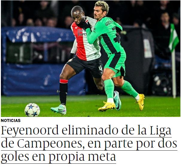 Críticas de medios europeos al Feyenoord