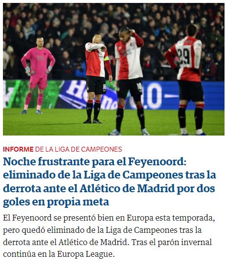 Críticas de medios europeos al Feyenoord