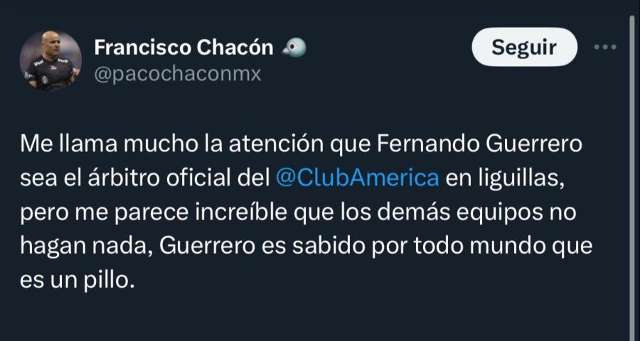 Tweet de Francisco Chacón