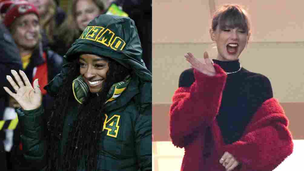 ¡Las joyas de la NFL! Simone Biles y Taylor Swift, presentes en el partido de Kansas City vs Green Bay