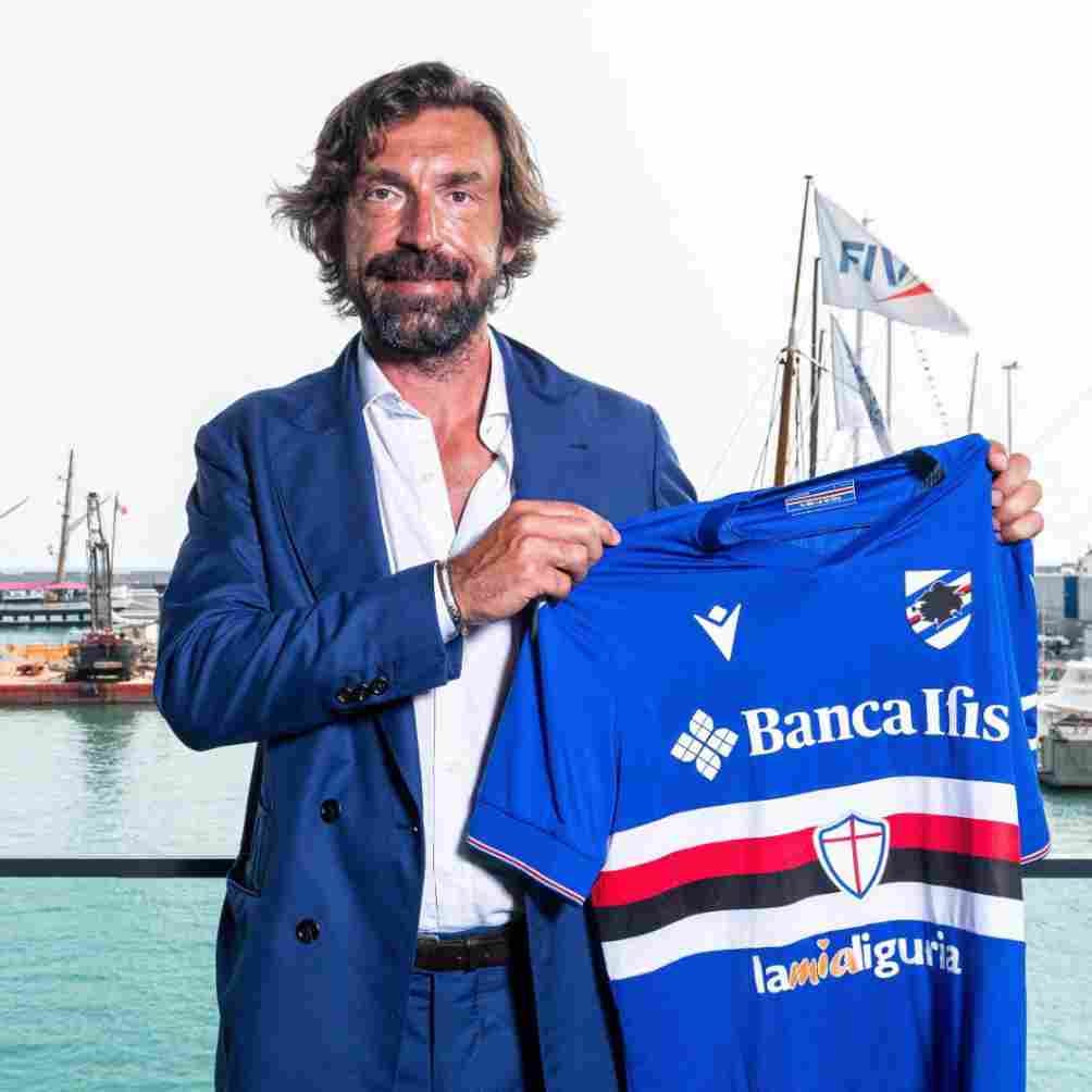 Pirlo en su presentación como técnico de Sampdoria