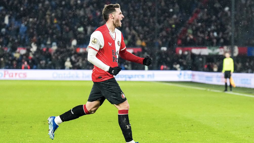 Giménez celebrando su gol 31 en el año