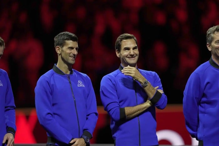 Novak Djokovic y Roger Federer en la Copa Laver 2022
