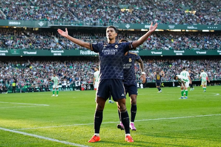 Jude Bellingham en celebación de gol con Real Madrid