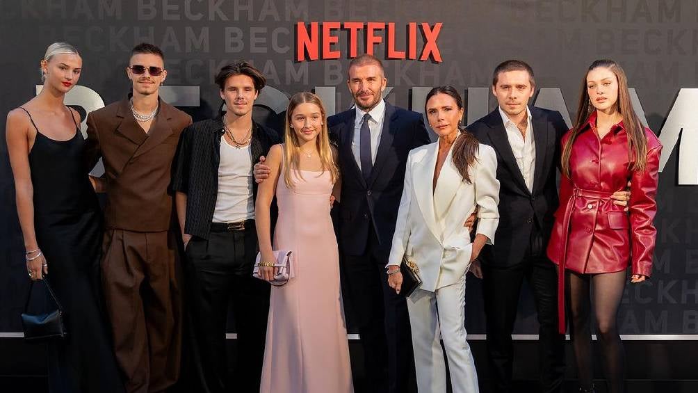 La familia Beckham en su llegada al estreno del documental 