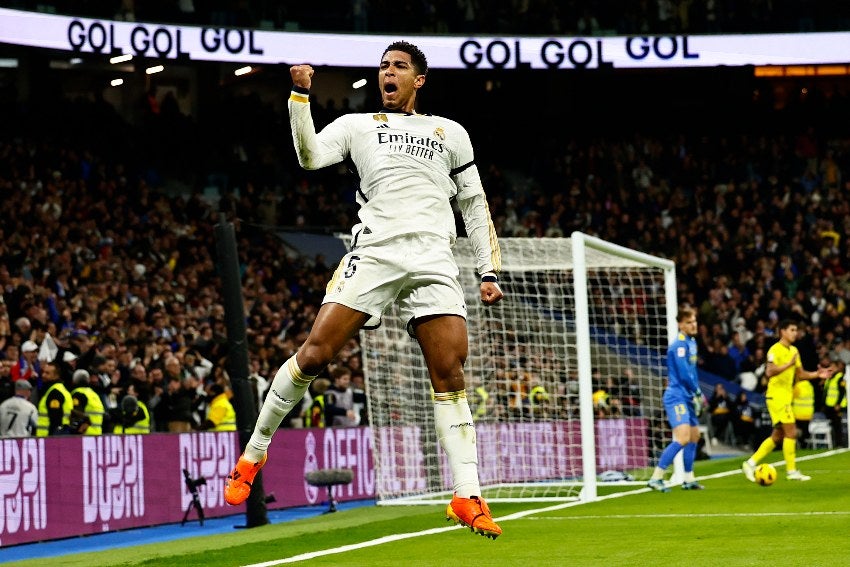 Bellingham en celebración de gol con el Real Madrid