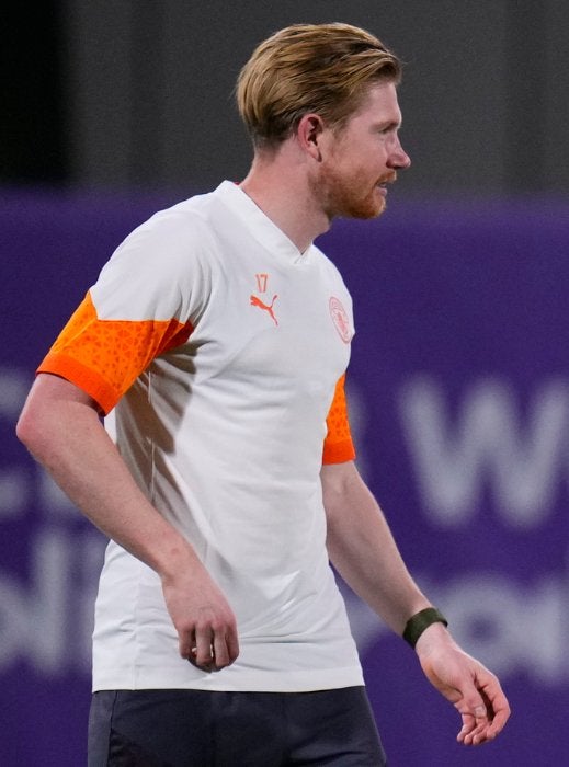 De Bruyne durante el entrenamiento de este lunes en Arabia Saudita