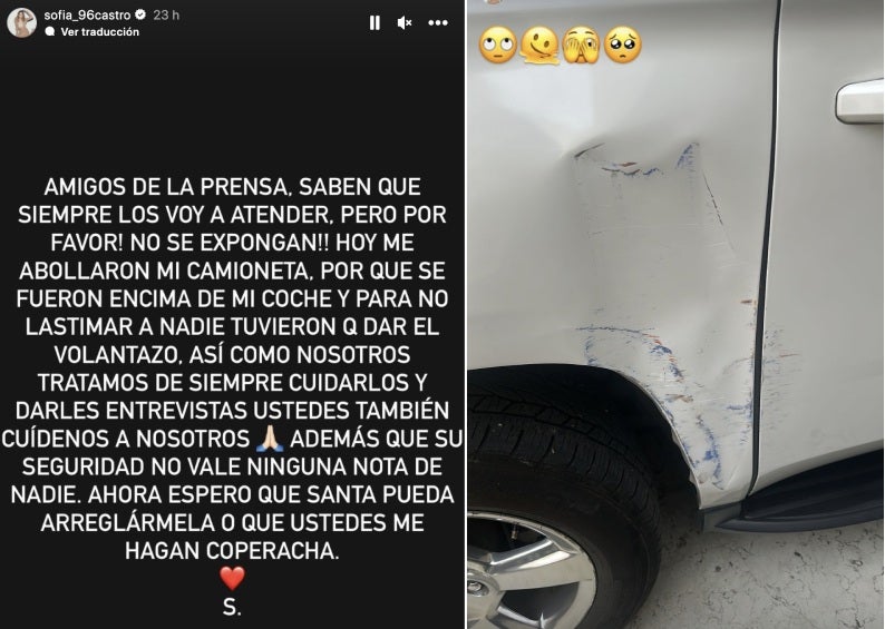 Por medio de sus redes, mostró los daños a su camioneta.