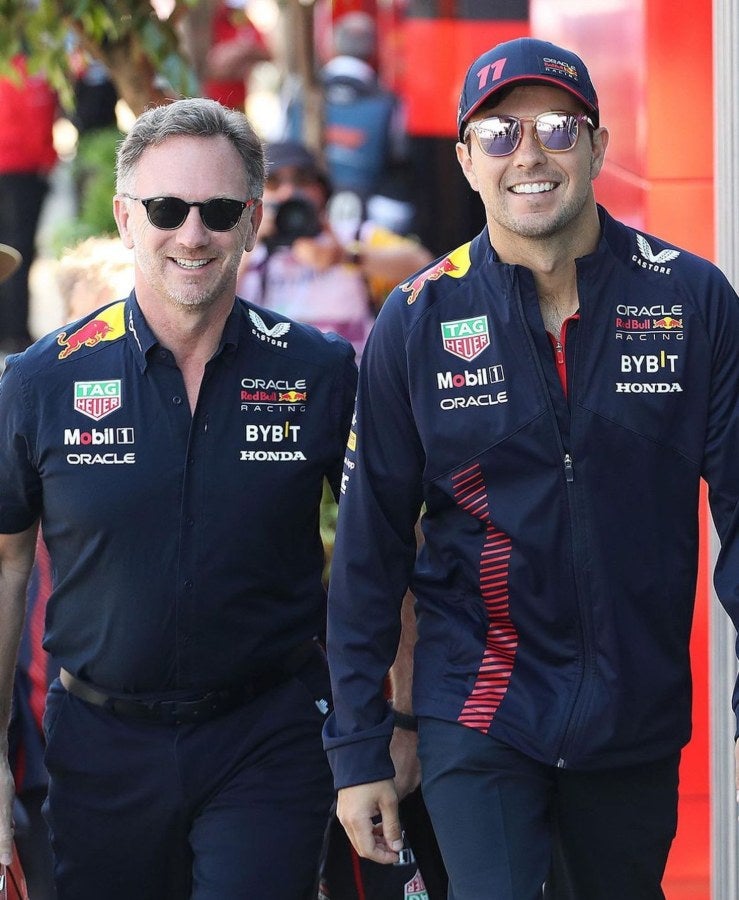 Christian Horner con Checo Pérez