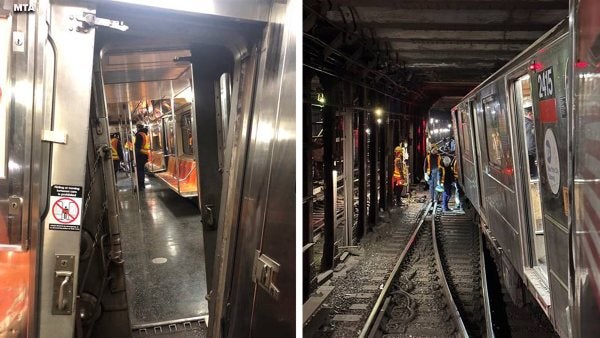 Tren del metro de NY se descarrila tras choque