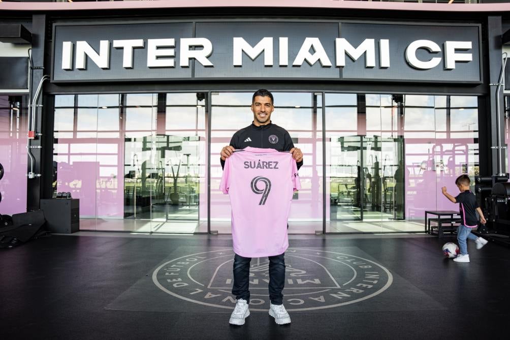 Suárez en su presentación con Inter Miami