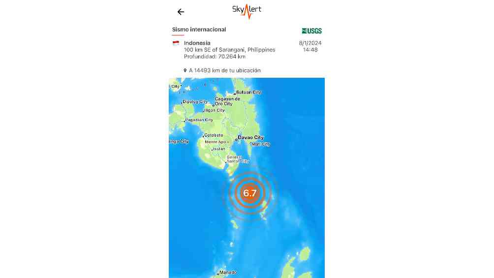 El sismo tuvo lugar en la localidad de Sarangani, en Filipinas, pero no dejó daños. 